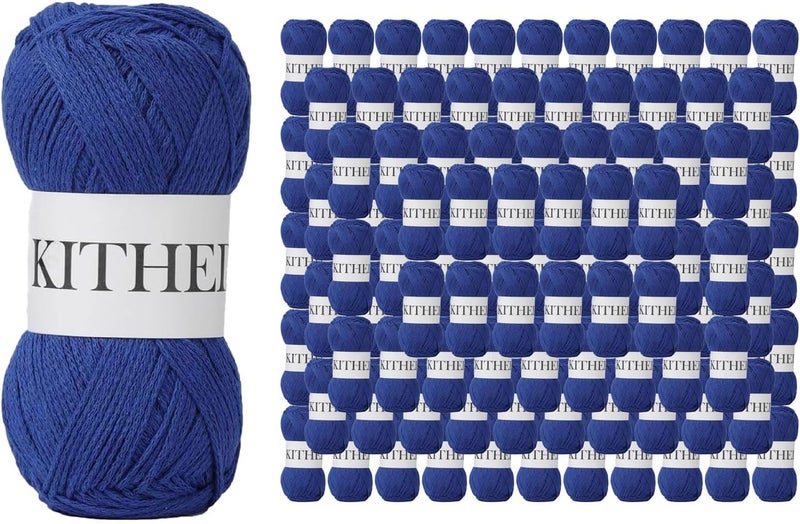 KITHED Cotton Chainette Yarn,Value Pack: 135 Skeins (45 Packs × 3) | 3.52oz/100g, 172yds/158m per Skein | Total 475oz (Sapphire Blue-45pack) - Image 1